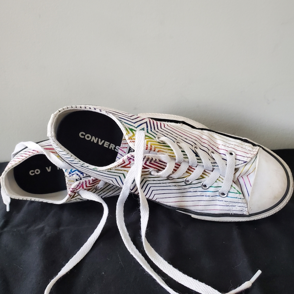 CONVERSE ALL STAR Women's Iridescent Shooting Star Low Top Sneakers, Shoes - Picture 9 of 10